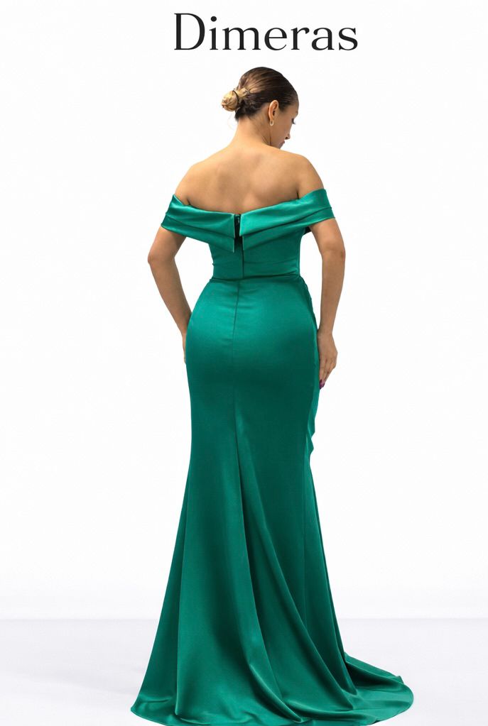 Dimeras Elegantes Schulterfreies Abendkleid mit Drapierung & Schlitz