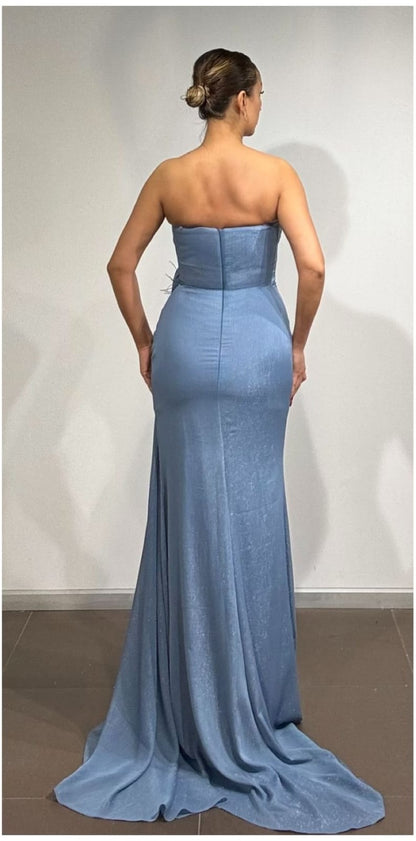 Elegantes trägerloses Abendkleid in Mintgrün – Langes Chiffonkleid für Hochzeit & besondere Anlässe