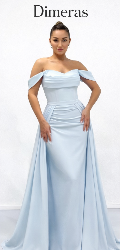 DIMERAS Elegantes Off-Shoulder Abendkleid – Maxikleid mit Drapierung