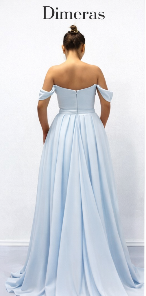 DIMERAS Elegantes Off-Shoulder Abendkleid – Maxikleid mit Drapierung