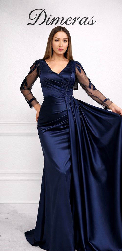 Elegantes Satin-Abendkleid mit Spitze & Drapierung