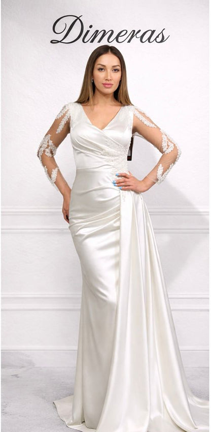 Elegantes Satin-Abendkleid mit Spitze & Drapierung