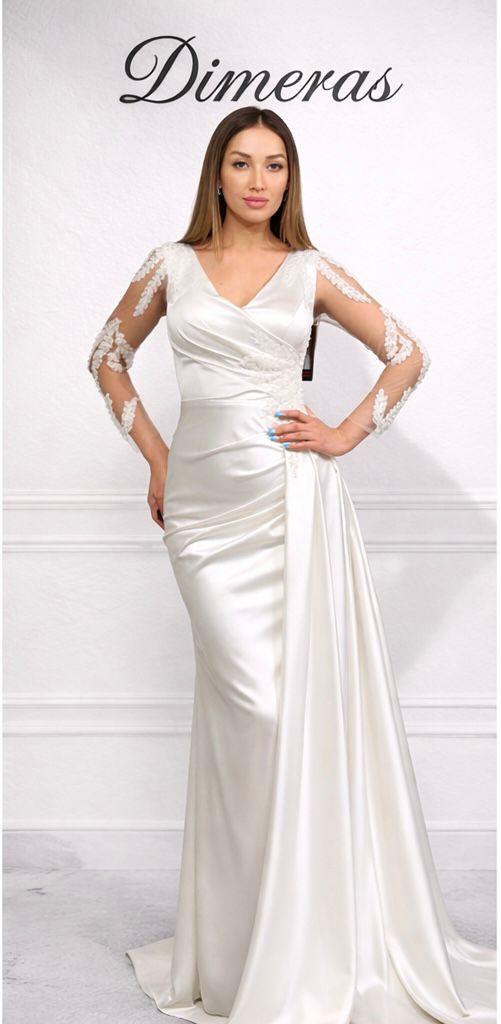 Elegantes Satin-Abendkleid mit Spitze & Drapierung