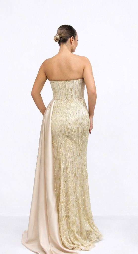 Dimeras Elegantes Abendkleid mit Korsett & Satin-Schleppe