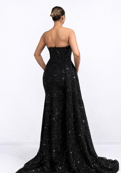 Dimeras Elegantes Abendkleid mit Schlitz & Glitzer