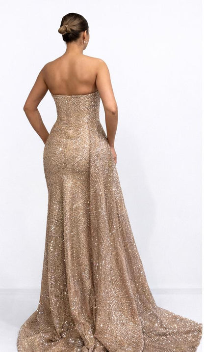 Dimeras Elegantes Abendkleid mit Schlitz & Glitzer