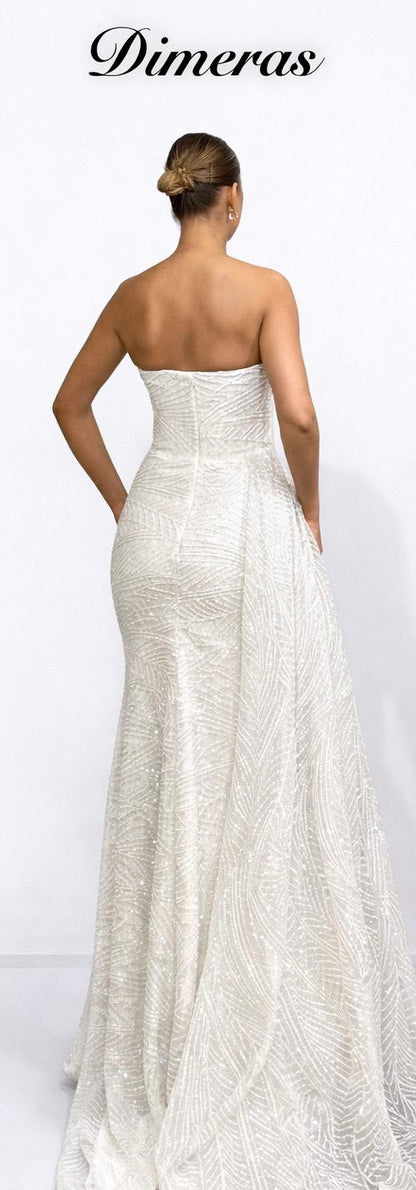 Dimeras Elegantes Abendkleid mit Schlitz & Glitzer