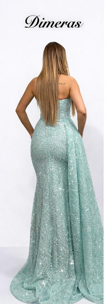 Dimeras Elegantes Abendkleid mit Schlitz & Glitzer