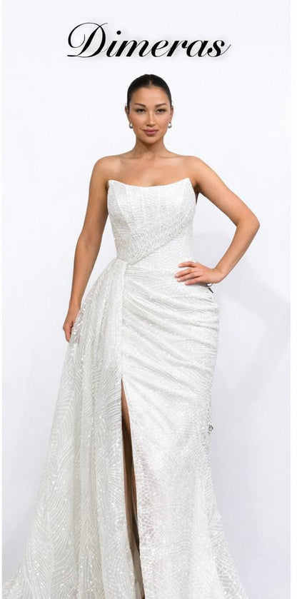 Dimeras Elegantes Abendkleid mit Schlitz & Glitzer