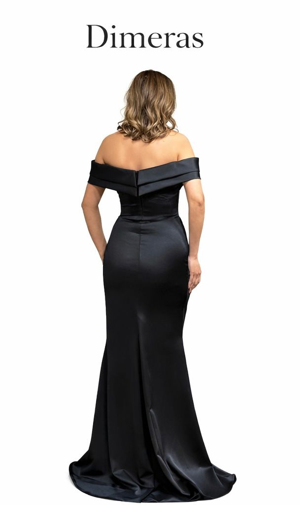 Dimeras Elegantes Schulterfreies Abendkleid mit Drapierung & Schlitz