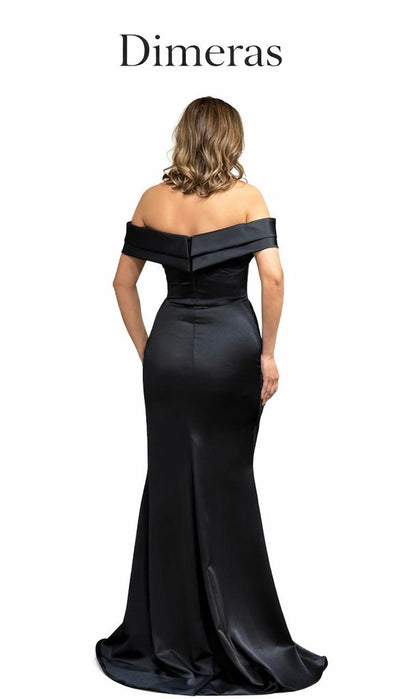 Dimeras Elegantes Schulterfreies Abendkleid mit Drapierung & Schlitz