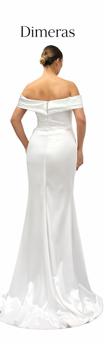 Dimeras Elegantes Schulterfreies Abendkleid mit Drapierung & Schlitz