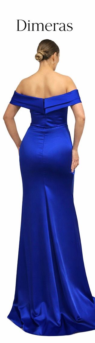 Dimeras Elegantes Schulterfreies Abendkleid mit Drapierung & Schlitz