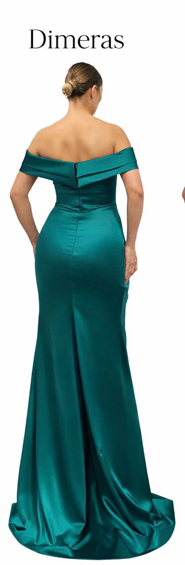 Dimeras Elegantes Schulterfreies Abendkleid mit Drapierung & Schlitz